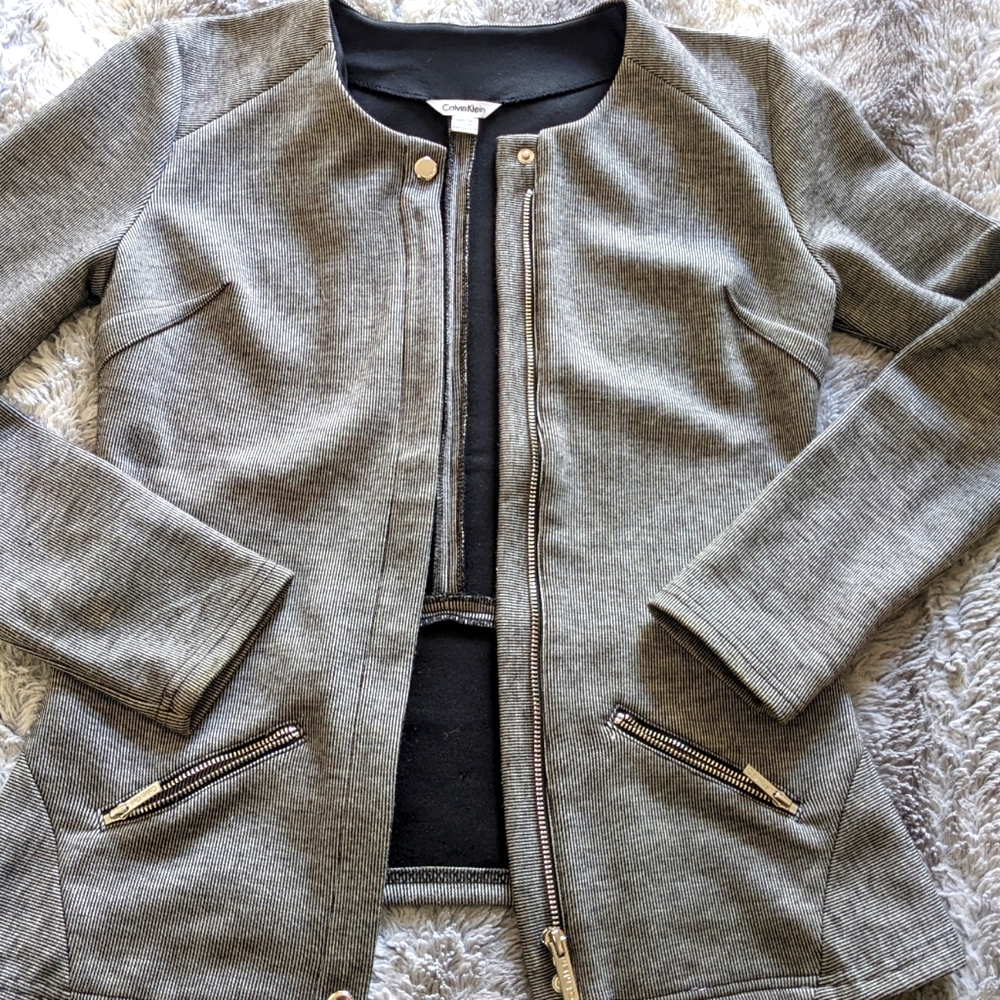 Calvin Klein xs striped knit jacket.